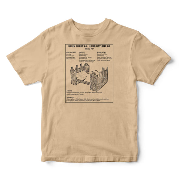 1984 British Armed Forces 24 Hour Ration Pack GS Menu B Tshirt
